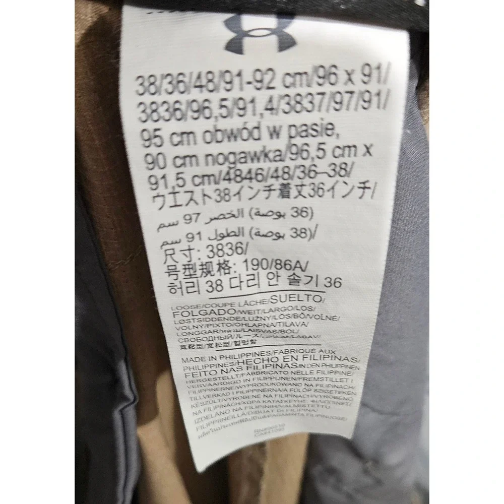 Under Armour Mens Match Play Golf Pants Khaki Loose Fit Chino 38x36 Actual 37x36